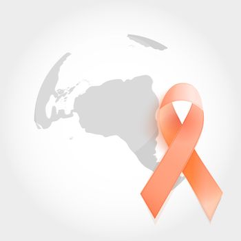 Orange Ribbon a Symbol of Leukemia. Vector Illustration EPS10