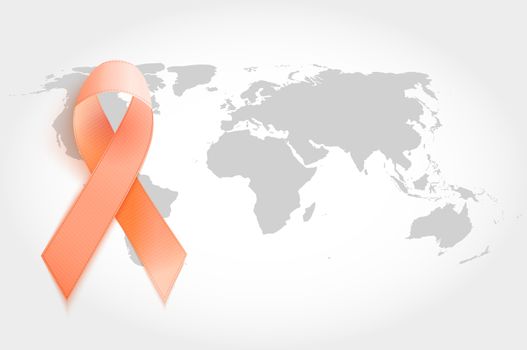 Orange Ribbon a Symbol of Leukemia. Vector Illustration EPS10