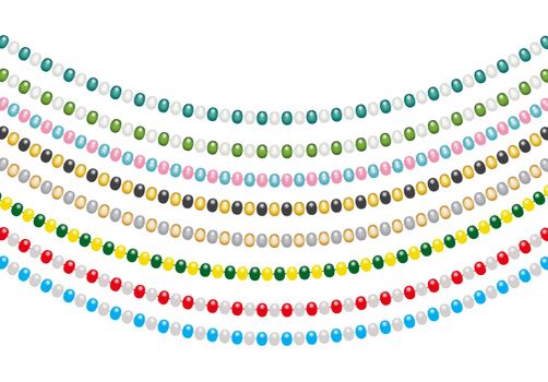 Christmas decorations, string garlands with balls , isolated on white background. Vector Illustration EPS10