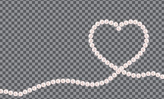 Abstract background with natural pearl garlands of beads in heart shape. Vector illustration. EPS10