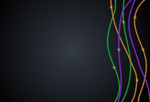 Greeting card template with beads for Mardi Gras for decoration and covering. Vector Illustration EPS10