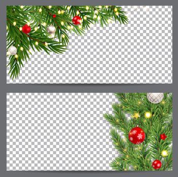 New Year and  Christmas Business cards, invitations, flyers on a transparent background. Vector illustration EPS10
