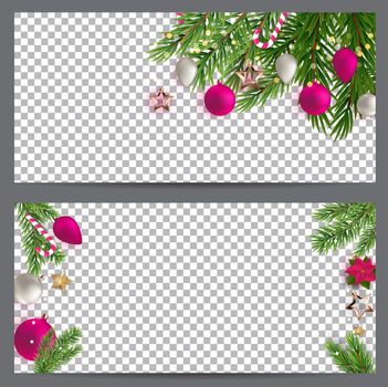 New Year and  Christmas Business cards, invitations, flyers on a transparent background. Vector illustration EPS10