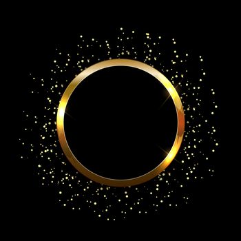 Golden sparkling glossy frame abstract background. Can be used for invitation, postcards and vouchers. Vector Illustration EPS10