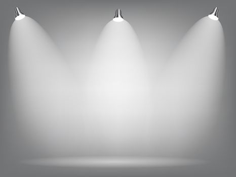 Realistic Bright Projectors Lighting Lamp with Spotlights Lighting Effects with Transparency Background. Vector Illustration EPS10