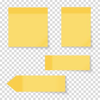 Colored empty paper note stickers set for office text or business messages on Transparent Background. Vector Illustration EPS10