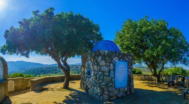 Dalton, Israel - November 24, 2020: View of the tomb of Rabbi Yehuda ben Teima, a Tana, near Dalton, Upper Galilee, Northern Israel