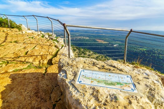 Adamit, Israel - November 24, 2020: The Amir lookout (in memory of Lieutenant-Colonel Amir Meital) in Adamit Park, Northern Israel