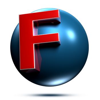 F logo isolated on white background illustration 3D rendering with clipping path.