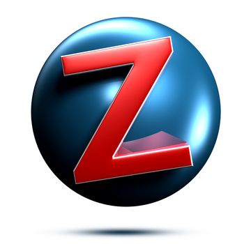 Z logo isolated on white background illustration 3D rendering with clipping path.