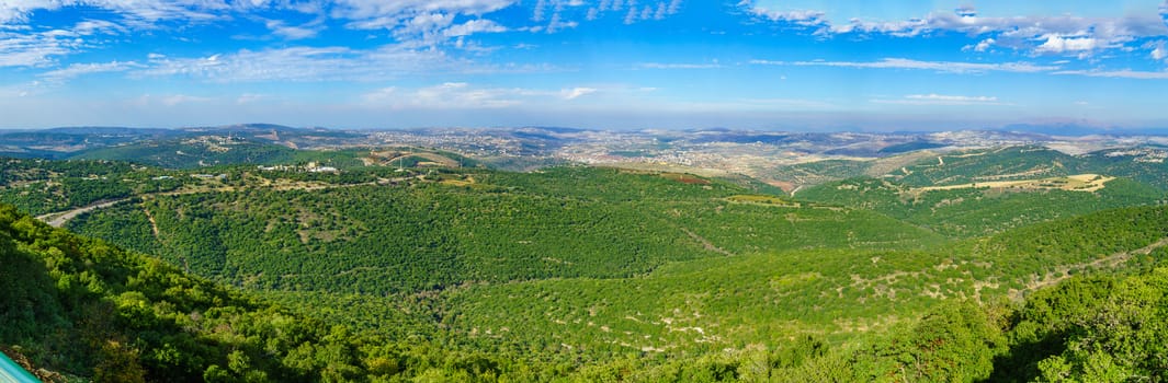 Panoramic view of the Upper Galilee, and southern Lebanon, from Adir mountain, Northern Israel
