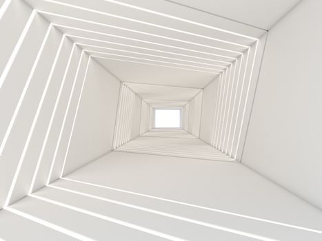 3d rendering of abstract in tunnel, mock up in white screen