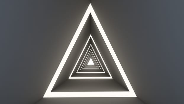 3d render of abstract triangle shape in tunnel background