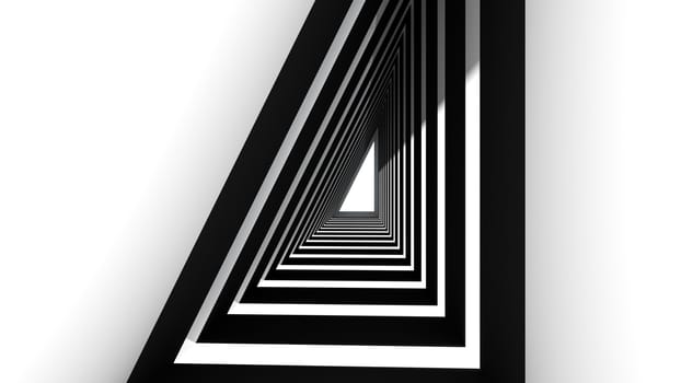 3d render of abstract triangle shape in tunnel background