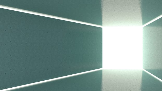 3d render abstract lighting in rectangle shape, The light that shines in from the back square in solid background