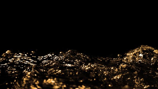 Hi speed close up images of oil liquid from diesel gasoline splashing and moving up to the air on black background for represent power of fuel liquid that active and powerful. studio shot premium gold color tone.