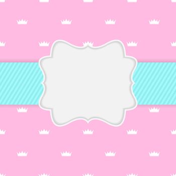 Princess Crown  Background with Frame Vector Illustration. EPS10