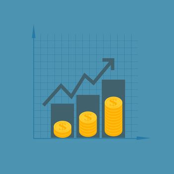Financial growth concept. Finance performance of return on investment ROI  with arrow.  Vector Illustration EPS10