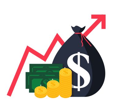 Financial growth concept. Finance performance of return on investment ROI  with arrow.  Vector Illustration EPS10