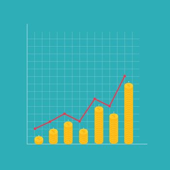 Financial growth concept. Finance performance of return on investment ROI  with arrow.  Vector Illustration EPS10