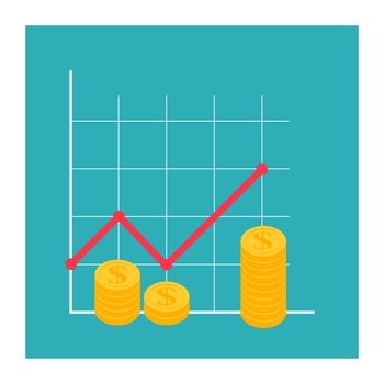 Financial growth concept. Finance performance of return on investment ROI  with arrow.  Vector Illustration EPS10