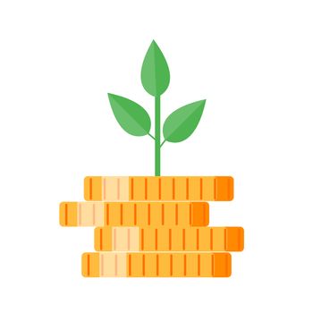 Growing money tree with Gold coins on branches icon. Symbol of wealth and Business success. Vector illustration. EPS10