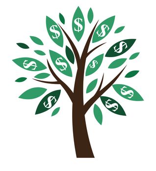 Financial concept. Money tree - symbol of successful business.  Vector Illustration EPS10