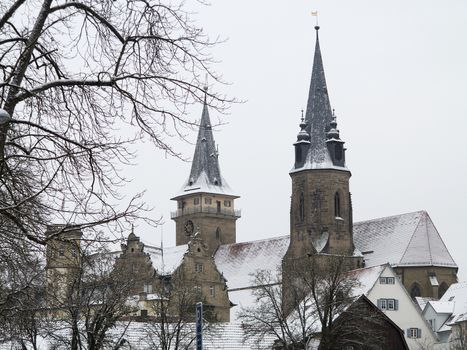 Cityview of the town Oehringen in Germany in winter