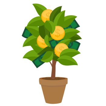 Financial concept. Money tree - symbol of successful business.  Vector Illustration EPS10