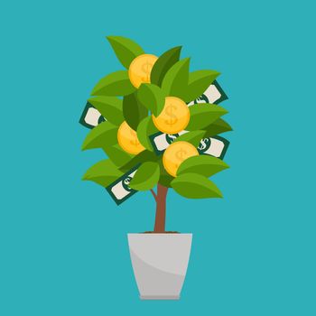 Financial concept. Money tree - symbol of successful business.  Vector Illustration EPS10