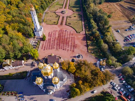 Marian Spiritual Center in Zarvanytsia. Aerial View of Big Church