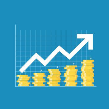 Financial growth concept. Finance performance of return on investment ROI  with arrow.  Vector Illustration EPS10