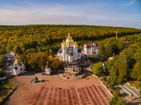 Zarvanytsia Church. Aerial photography of the Marian Spiritual Center.