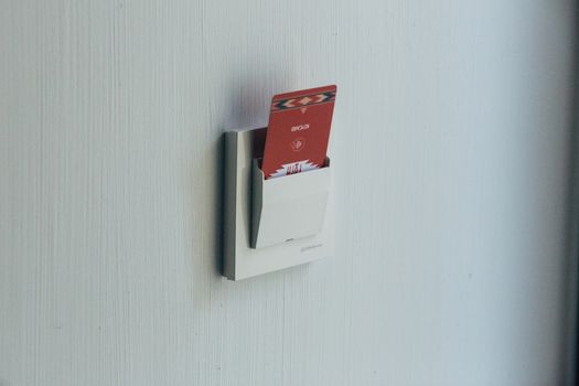 Plastic Key Card of a Modern Room in A Hotel.