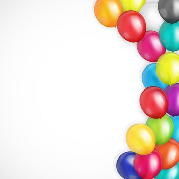 Group of Colour Glossy Helium Balloons Background. Set of  Balloons for Birthday, Anniversary, Celebration  Party Decorations. Vector Illustration EPS10
