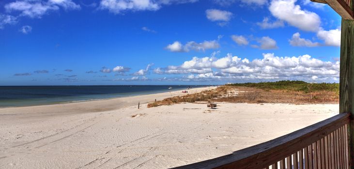 White sand beach of Lovers Key State Park on a sunny day in Fort Myers, Florida