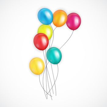 Group of Colour Glossy Helium Balloons Background. Set of  Balloons for Birthday, Anniversary, Celebration  Party Decorations. Vector Illustration EPS10