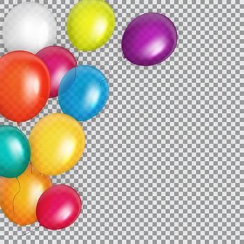 Group of Colour Glossy Helium Balloons Background. Set of  Balloons for Birthday, Anniversary, Celebration  Party Decorations. Vector Illustration EPS10