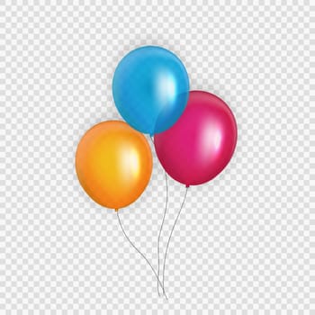 Group of Colour Glossy Helium Balloons Background. Set of  Balloons for Birthday, Anniversary, Celebration  Party Decorations. Vector Illustration EPS10