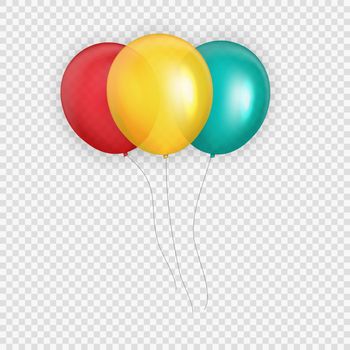 Group of Colour Glossy Helium Balloons Background. Set of  Balloons for Birthday, Anniversary, Celebration  Party Decorations. Vector Illustration EPS10