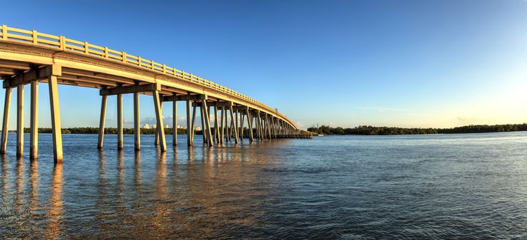 Big Hickory Bridge crosses New Pass in Estero Bay toward Bonita Springs, Florida