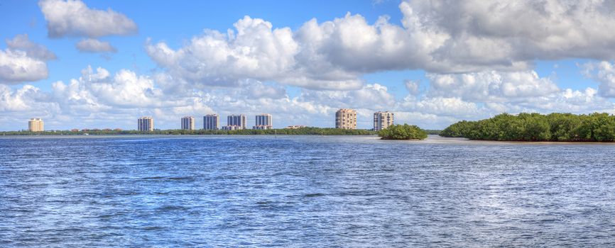 Panoramic of Estero Bay with its mangrove islands in Bonita Springs, Florida