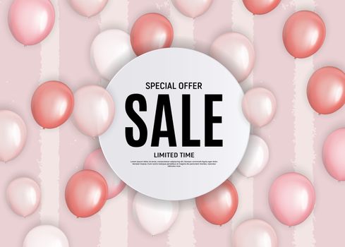 Abstract Designs Sale Banner Template with Balloons. Vector Illustration EPS10