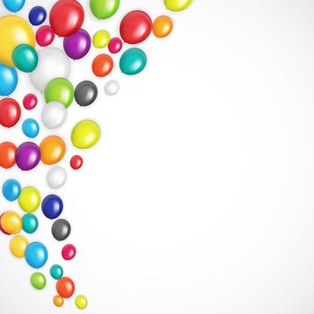 Group of Colour Glossy Helium Balloons Background. Set of  Balloons for Birthday, Anniversary, Celebration  Party Decorations. Vector Illustration EPS10