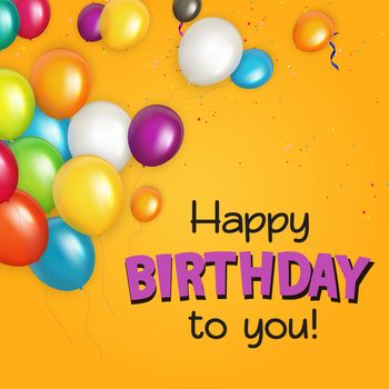 Group of Colour Glossy Helium Balloons Background. Set of  Balloons for Birthday, Anniversary, Celebration  Party Decorations. Vector Illustration EPS10