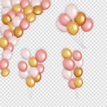 Group of Colour Glossy Helium Balloons Background. Set of  Balloons for Birthday, Anniversary, Celebration  Party Decorations. Vector Illustration EPS10
