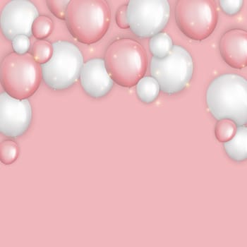 Color Glossy Happy Birthday Balloons Banner Background Vector Illustration EPS10
