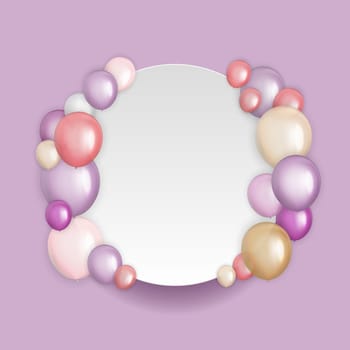 Color Glossy Happy Birthday Balloons Banner Background Vector Illustration EPS10