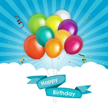 Color glossy balloons birthday card background Vector Illustration EPS10