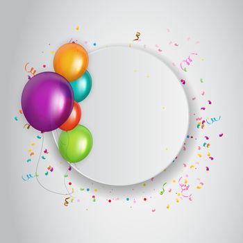 Color Glossy Happy Birthday Balloons Banner Background Vector Illustration EPS10